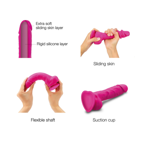 Фаллоимитатор Strap-On-Me SLIDING SKIN REALISTIC DILDO FUCHSIA - M - 3
