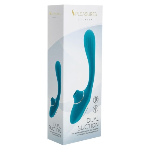 Двойной вибратор для точки G и клитора с вакуумом бирюзовый S Pleasures Dual Suction - 5