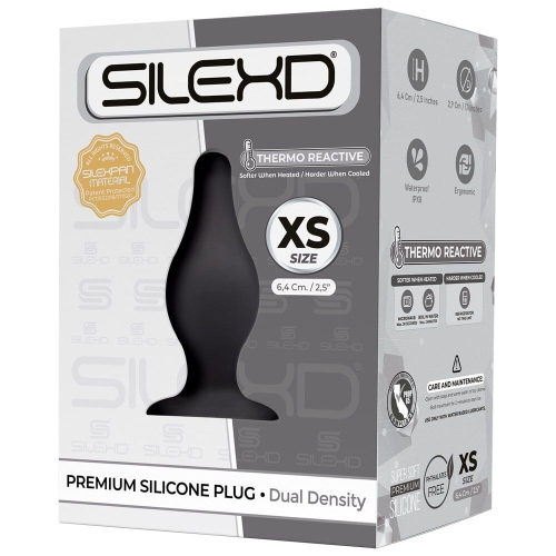 Анальна пробка термореактивна конічної форми чорна Silexd Plug Model 2 розмір XS - 5