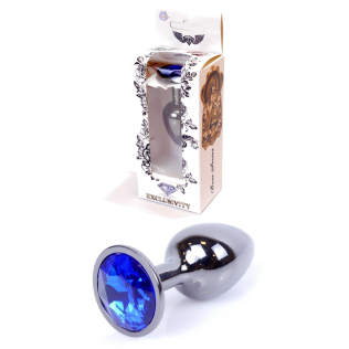 Анальна пробка S сріблястого кольору із кристалом синього кольору BOSS of TOYS Jewellery PLUG