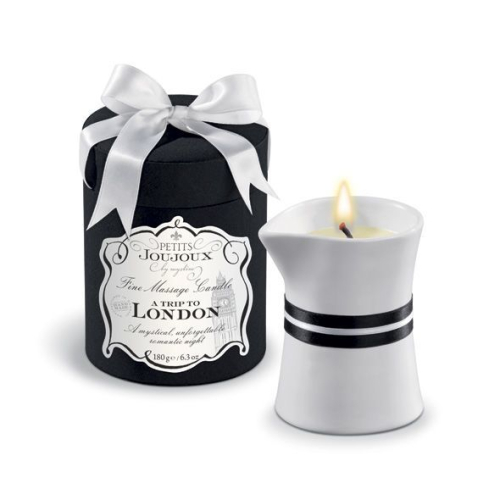 Свічка для масажу з запахом чоловічого парфуму Petits Joujoux London Rhubarb Cassis and Ambra 190 г - 1