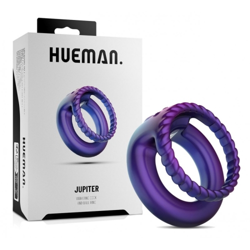 Эрекционное виброкольцо на член силикон фиолетового цвета Hueman Jupiter Vibrating Cock Ball Ring - 1
