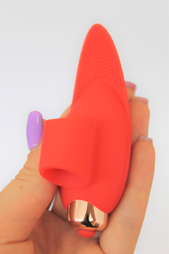 Вибратор для клитора силиконовый с шипиками на палец SWEET TOYS красный L 8 см D 3,3 см - 4