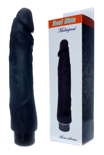 Суперреалистичный вибратор из киберкожи черный Boss Series Real Skin - 1