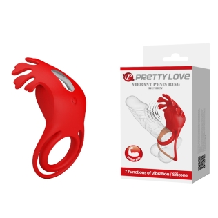 Эрекционное виброкольцо на член силиконовое красного цвета Lybaile Pretty Love