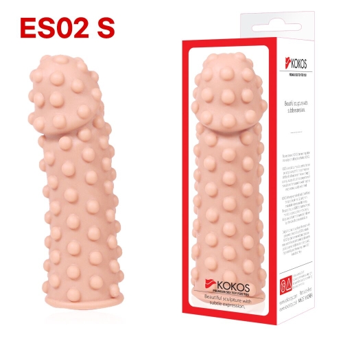 Насадка на член с пупырышками телесного цвета Kokos Extreme Sleeve ES.02 размер S - 4