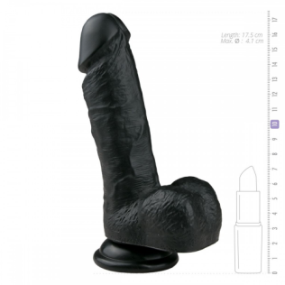 Фаллоимитатор реалистичный с мошонкой черный на присоске EasyToys Realistic Dildo 17,5 см