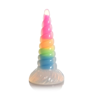 Фэнтезийный фаллоимитатор на присоске радужный Creature Cocks Luminescent Rainbow Dildo