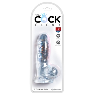 Фаллоимитатор с мошонкой реалистичный на присоске прозрачного цвета Pipedream King Cock