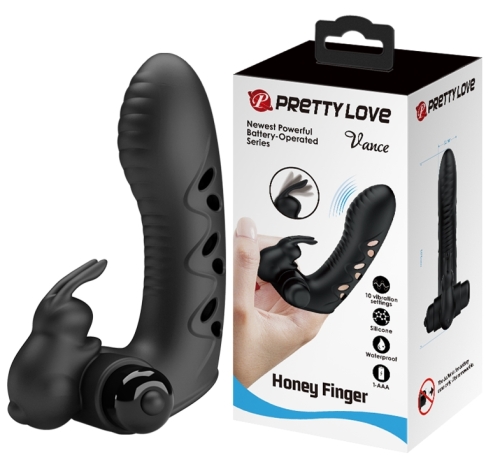 Насадка на палец с вибростимуляцией для клитора черная Pretty Love Honey Finger - 1