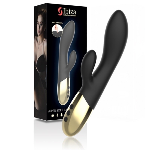 Вібратор вагінальний із кліторальним відростком чорний Ibiza Super Soft Rabbit Vibrator - 2
