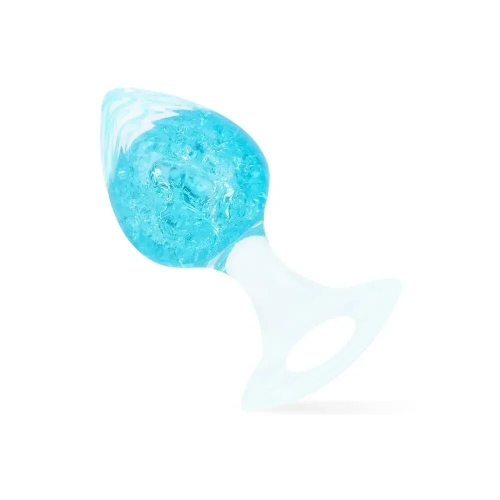 Анальная пробка силиконовая голубая Liebe Seele Heart-shaped Crystal Anal Plug размер Medium - 1