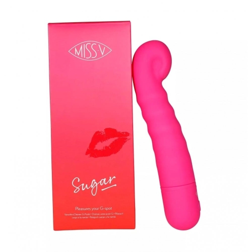 Вибратор вагинальный и для точки G силиконовый розового цвета Miss V Sugar - 1