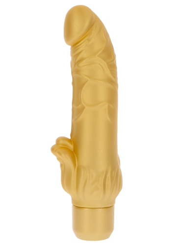 Вибратор большой реалистик золотистого цвета Toy Joy Gold Dicker длина 221 мм - 2