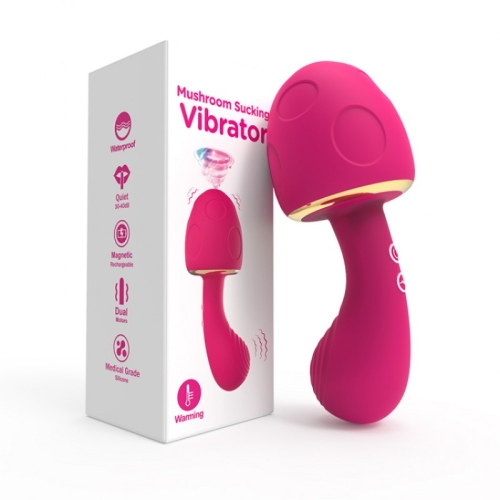 Вакуумний вібратор 2 в 1 із підігрівом малиновий Vscnovelty Mushroom Sucking Vibrator - 1