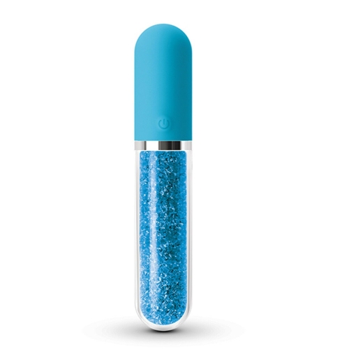 Стеклянный вибратор с кристаллами голубой NS Novelties Stardust Charm - 1