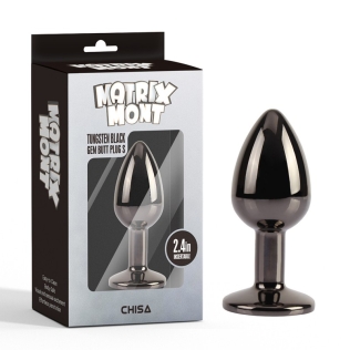 Анальний корок чорного кольору з райдужним кристалом Chisa Tungsten Gem Butt Plug розмір Small