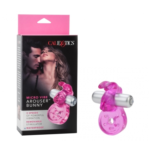 Эрекционное виброкольцо розового цвета California еxotic novelties Micro Vibe Arouser Bunny - 3