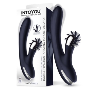 Вибратор для женщин с клиторальным стимулятором с вращением синий Intoyou Navyspace Vibe Rotating Tongues
