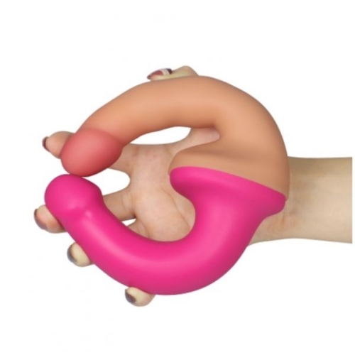 Двосторонній фалоімітатор силіконовий тілесний Lovetoy - 3