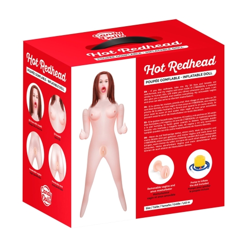Надувна лялька із трьома реалістичними отворами тілесного кольору Candy Dolls Hot Redhead - 2