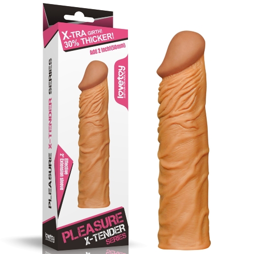 Удлиняющая насадка на пенис реалистичная бежевая LoveToy Pleasure X-Tender - 1