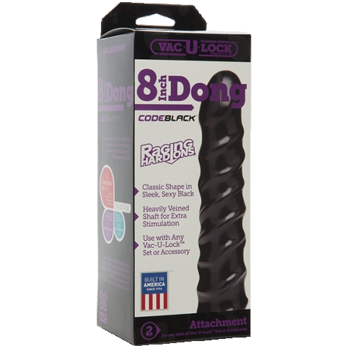 Фаллоимитатор 20,3 см/3,8 см гибкий спиральный Doc Johnson CodeBlack - 8 Inch Raging Hard-Ons Dong - Виниловый - 2