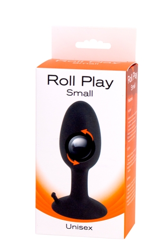 Анальна пробка з внутрішнім кулькою чорна ROLL PLAY SMALL - 2