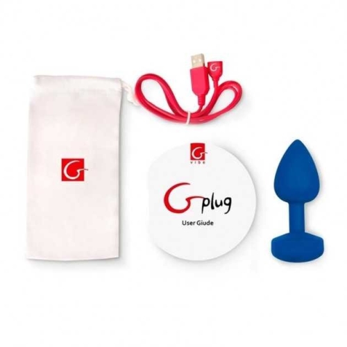 Велика анальна вібропробка силіконова синя Gvibe Gplug розмір L - 4