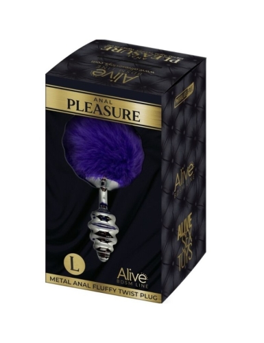 Анальна рельєфна пробка з темно-фіолетовим хвостом Alive Anal Pleasure розмір S - 6