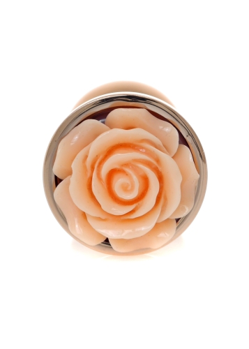 Анальний затор золотистого кольору з помаранчевою трояндочкою Boss series Plug Jewellery - 2