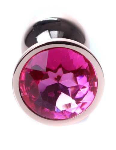 Анальная пробка S золотистого цвета с кристаллом малинового цвета BOSS of TOYS Jewellery plug - 2
