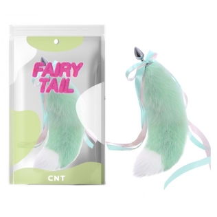 Анальная пробка из металла с длинным хвостом Bicolor Foxs Tail Plug  18.5 бирюзовый