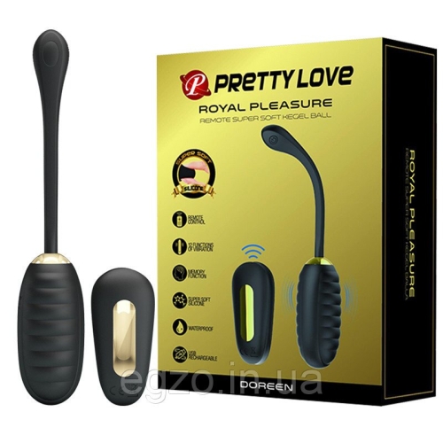 Виброяйцо с рельефом и пультом ДУ черное PrettyLove ROYAL PLEASURE - 1