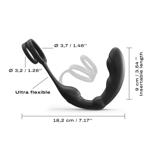 Вібромасажер простати з ерекційним кільцем чорного кольору Dorcel P RING - 4