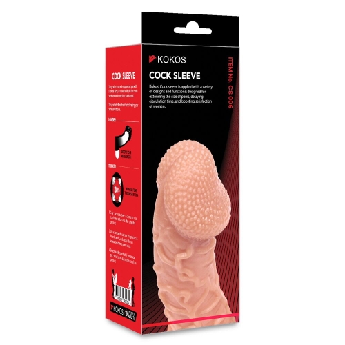 Насадка на член з отвором для мошонки та венами тілесного кольору Kokos Cock Sleeve CS 006 розмір L - 5