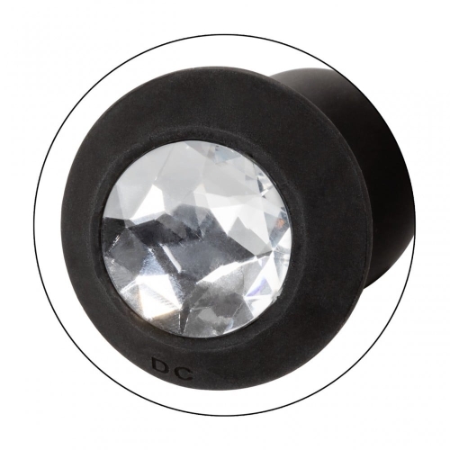Анальная пробка с вибрацией Crystal Probe камень прозрачный California Exotic черная - 6