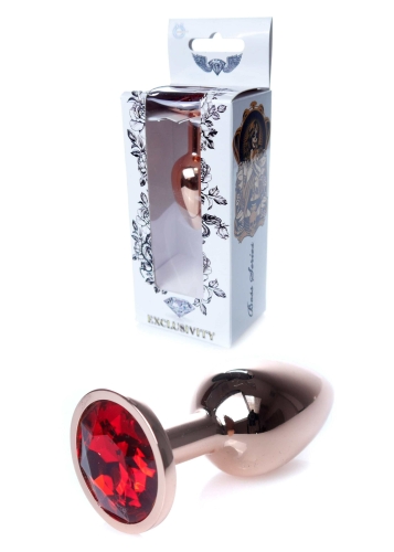 Анальна пробка золотистого кольору з червоним камінчиком Boss series Boss of toys Jewellery розмір S - 1