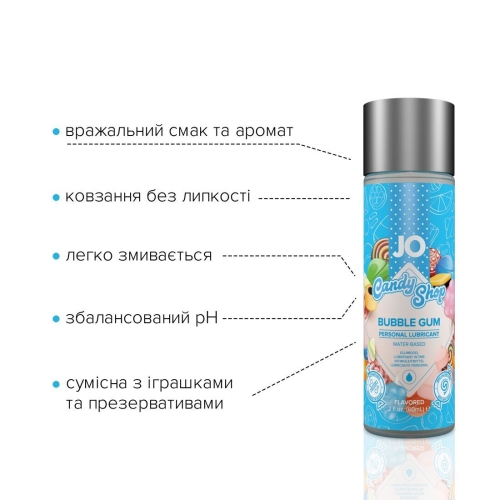 Лубрикант съедобный для орального секса вкус жвачки Бабл Гам System JO H2O Candy Shop 60 мл - 3