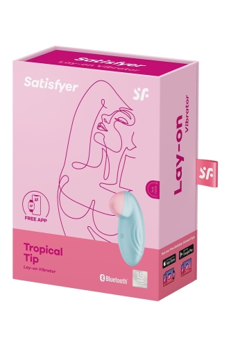 Клиторальный стимулятор с управлением со смартфона голубого цвета Satisfyer Tropical tip - 8