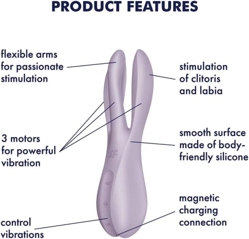 Клиторальный вибратор фиолетового цвета Satisfyer Threesome 2 - 6