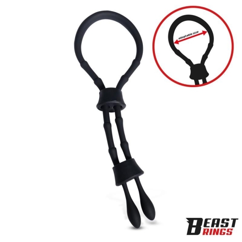 Эрекционная петля на член силиконовая черная Intoyou Double Lasso Adjustable Silicone Cock Ring - 3