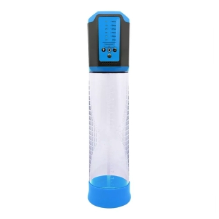 Помпа автоматическая вакуумная синего цвета Men Powerup Passion Pump 5 режимов с линейкой аккумуляторная