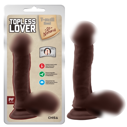 Фалоімітатор реалістичний на присоску коричневий з мошонкою CHISA Topless Lover - 1