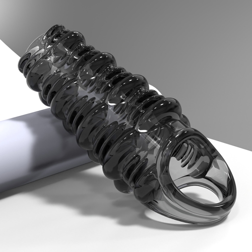 Стимулююча насадка на член з пухирцями чорна Meleon - Arcane Ring Locking Sleeve - 14