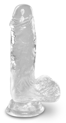 Фаллоимитатор с мошонкой реалистичный на присоске прозрачного цвета Pipedream King Cock - 2