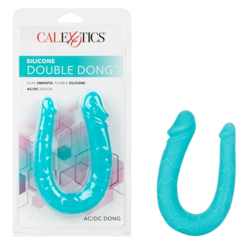 Двосторонній фалоімітатор реалістичний бірюзового кольору California Exotic Novelties - 10