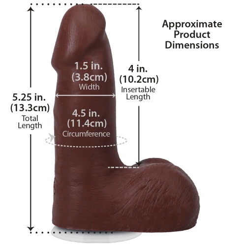 Фаллоимитатор реалистичный на съемной присоске коричневый Doc Johnson The Realistic Cock ULTRASKYN - 5 Inch with Balls Chocolate - 5