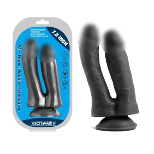 Фаллоимитатор двойной реалистичный на присоске Double Penetrator Mr. Rude 7.3 черный