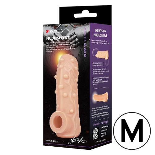 Насадка на член з отвором для мошонки тілесного кольору Kokos Nude Sleeve NS 002 розмір M - 3